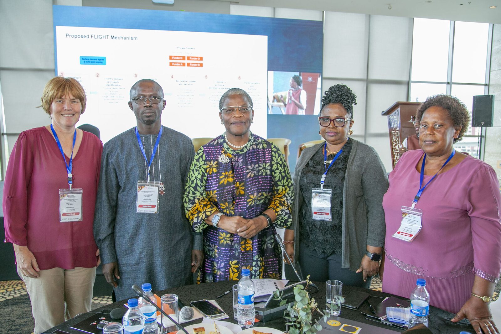 Ronel Bosch, Samba Niang, Dr Obiageli “Oby” Ezekwesili, Joy Ene Onoja and Doreen Ankunda at the FLIGHT convening